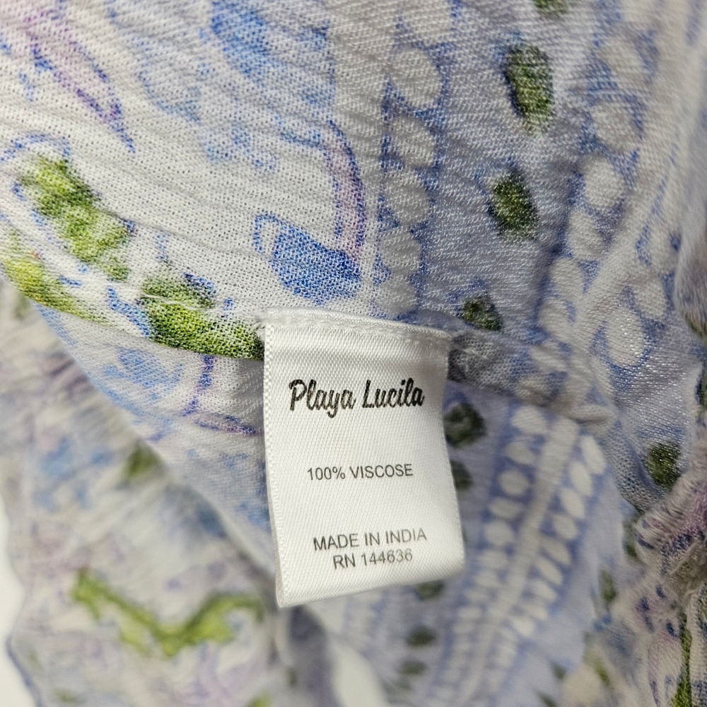 Playa Lucila One Shoulder Dress White Blue Smocked Mini Cottage Ruffles NWT Sz S - Picture 5 of 7